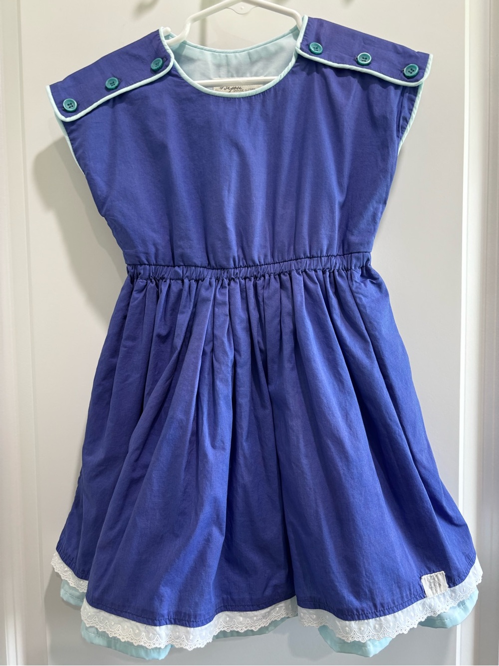 Girls Blue Cotton Sailor-Style Dress